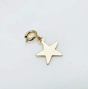 Colgante pequeño con dije de estrella celestial de oro amarillo macizo de 14K con cierre de resorte - Imagen 1 de 16