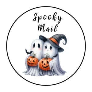 30 Halloween happy ghost spooky mail stickers labels envelope seals party favors - Picture 1 of 2