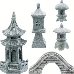 1bag 5 styles Pagoda Lantern Garden Statue Japanese Pagoda Lamp Lantern - Picture 1 of 6