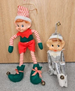 Vintage Knee Hugger Elf Christmas Metallic Pixie Pair - Picture 1 of 4