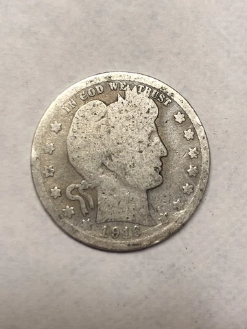 1916 P Barber Silver Quarter - Hole Filler - 90% Silver ,1 Cover