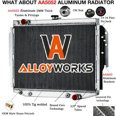 4 Row Radiator Fit 1976-1989 Chrysler LeBaron Dodge Aspen Plymouth Gran Fury V8 - Image 1 of 4