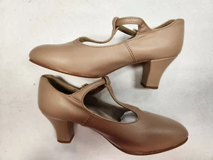 Capezio Jr. Footlight T-Strap Dance Shoe, Caramel, Women's Size 5.5 (F8D2734) - Picture 1 of 14