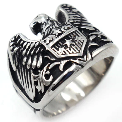 United States Eagle Ring Stainless Steel Star-Spangled Flag Men's Ring Size 7-13 - Image 1 of 4