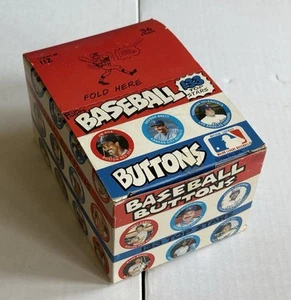 1984 Fun Foods Baseball Buttons 36 Sealed Pack Box - Picture 1 of 8