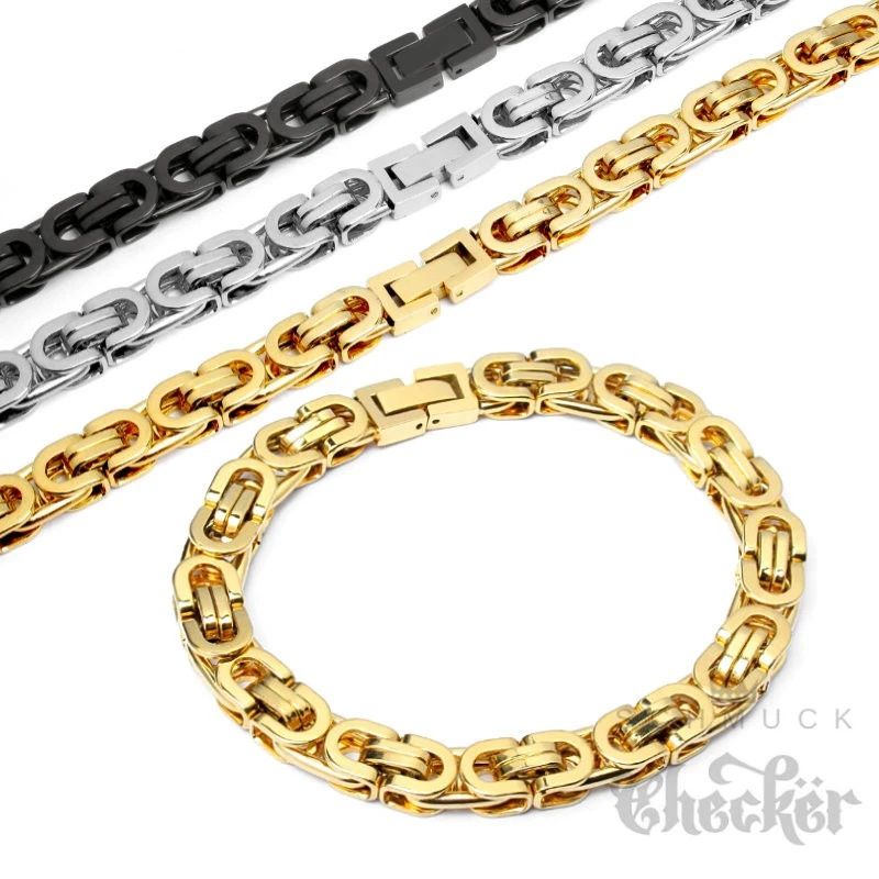 Königsketten Set 316L Edelstahl silber gold schwarz Herren Halskette Armband - Bild 1 von 2
