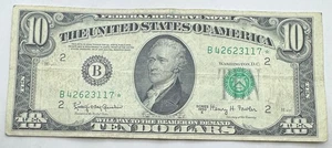 1950 E Vintage $10 Federal Reserve STAR Note - New York - B - Ten Dollar Bill - Picture 1 of 3