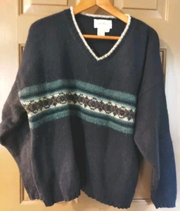 Suéter De Colección Eddie Bauer Lana Nailon Para Mujer Talla L Azul Fair Isle Cuello Redondo - Imagen 1 de 5