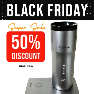 Caneca de café Eureka controle de temperatura viagem inteligente prata 12 oz autoaquecimento - Imagem 1 de 4