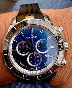 Edox Grand Ocean Diver Reloj Cronógrafo Caja Y Manual 300 m - Imagen 1 de 12