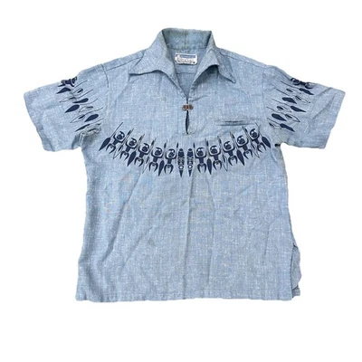 Vintage 50s Waltah Clarke's Hawaiian Warrior Aloha Shirt READ - Image 1 of 4