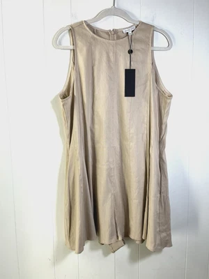 Mameluco Gianni Bini Samie Grande Mezcla de Lino Bolsillos Tostado Elástico Lagenlook Nuevo Foto 1 de 4