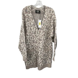 NWT Ugg Tomara Oversized Cardigan Sweater Leopard Print Wool Alpaca Blend XL - Picture 1 of 13