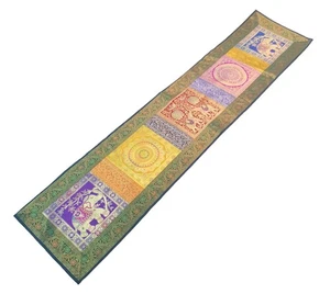 Dining Table Runner Wall Tapestry Woven Zari Brocade Banarasi Cover Multi Color - Picture 1 of 14