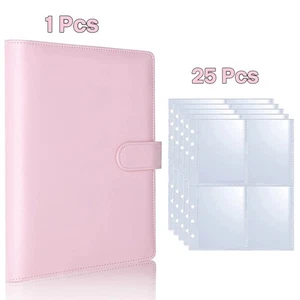 A5 Photocard Binder Album 25 Pages PU Cover K-Pop Idol Card Holder 4-Grid Book - Picture 1 of 9