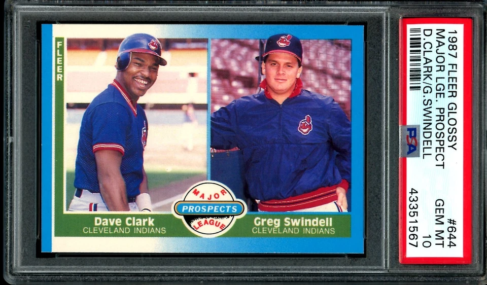 1987 FLEER GLOSSY M.L. PROSPECTS GREG SWINDELL RC PSA 10 POP 1 INDIANS - Image 1 of 1