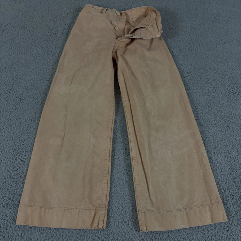 Pantalones de marinero Jesse Kamm tostados cintura alta algodón orgánico pierna ancha pantalón diseñador Foto 1 de 4