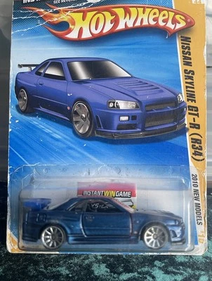 Hot Wheels 2010 New Models Nissan Skyline GT-R R34 Blue Long Card 007/250# 07/44 - Image 1 of 4