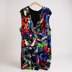 Ellen Tracy Womens Multicolor Sleeveless Draped Dress Size 22W Polyester - Picture 1 of 6
