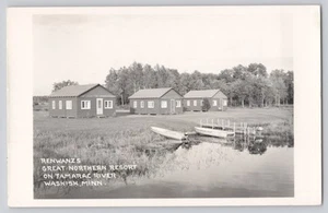 Renwanz’s Great Northern Resort Waskish MN RPPC Tamarac River Cabins - Bild 1 von 3