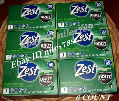 Zest Brut Deodorizer Classic Scent Moisture Bar Soap 7.05 oz. EA Lot Of 6 New - Image 1 of 2