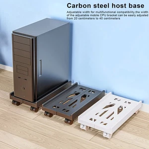 Mobile Cpu Stand with Swivel Wheels Adjustable Width Retractable Host Base - Zdjęcie 1 z 12