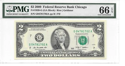 2009 Chicago $2 FRN (GA Block) PMG 66 EPQ Gem Uncirculated - Image 1 of 4