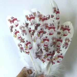 Goose Nagoire Printed White Feather Art Craft - Christmas Santa Style 6 x 10 pcs - Picture 1 of 4