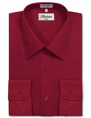 New Berlioni Italy Men Premium Classic French Convertible Cuff Solid Dress Shirt - Image 1 of 2