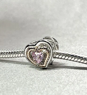 Liebe Herz Charm Bead Endlose Liebe Echt 925 Sterling Rosa Silber Rosegold - Bild 1 von 4