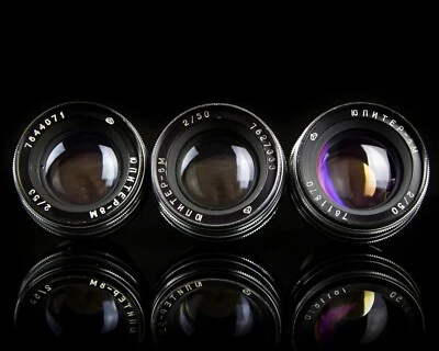 Soviet Lens  JUPITER 8 M  (50mm f/2) Copy Sonnar Mount CONTAX RF - 3 pieces - Image 1 of 4