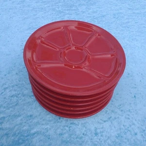 6 Gien Fondue Raclette Tapas Grill Teller 24 cm rot retro 70er  - Bild 1 von 2