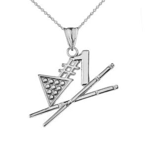 Collar colgante de plata de ley 925 #1 jugador de billar - Imagen 1 de 3