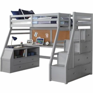 ACME Jason II Twin Storage Loft Bed in Gray - Picture 1 of 1