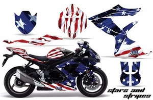 Street Bike Graphic Decals For Suzuki GSXR 600 & 750 2008-2010 USA FLAG - Picture 1 of 2