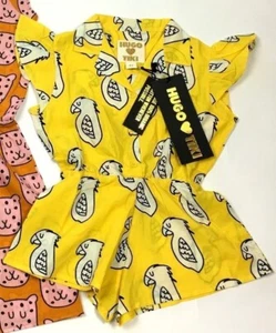 Hugo Loves Tiki Ruffled Play Suit Romper Organic Cotton Baby 0-3 Yellow NWT - Picture 1 of 10