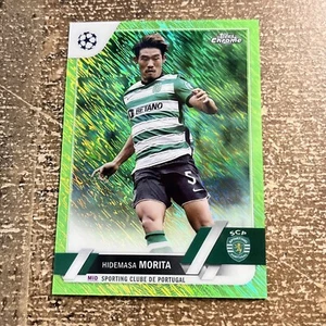 2023 Topps Chrome UEFA Neon Green Shimmer Hidemasa Morita /399 - Picture 1 of 3