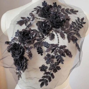 Abito vestito fai da te 3D paillettes applicazioni floreali toppa ricamo pizzo cucito decorazione - Foto 1 di 18