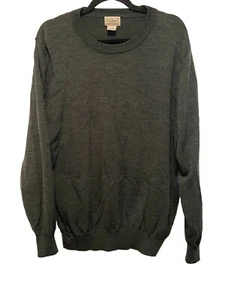 Vintage LL Bean Men’s Large Green 100% Merino Wool Sweater Pullover Hong Kong - Picture 1 of 4