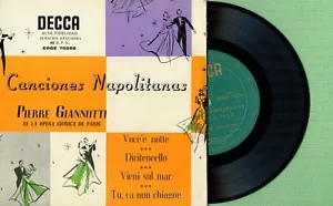PIERRE GIANNOTTI / Canción Napolitana / DECCA EDGE 70265 Pres Spain 1956 EP EX - Picture 1 of 5