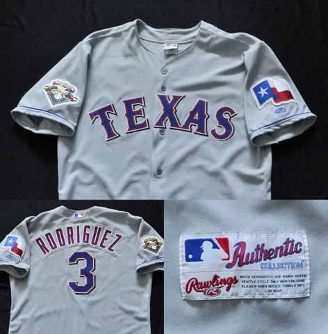 ALEX RODRIGUEZ TEXAS RANGERS RAWLINGS MLB GRAY JERSEY 100TH PATCH 48 XL *READ* Cover