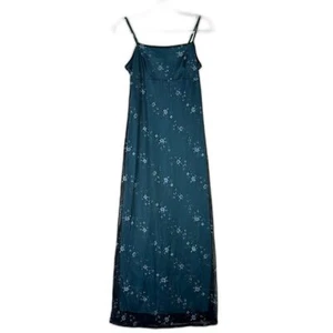Vintage Whimsigoth Maxi Dress Size Small Dark Floral Sparkle Glitter Fairy 90s - Picture 1 of 8