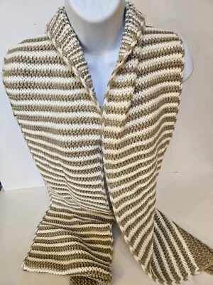 Calvin Klein Women's Boho Heavy Knit Scarf 100% Acrylic 78" Tan Winter Warm - Image 1 of 4