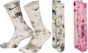 Nike Everyday Plus Cushioned Tie-Dye Crew Socks 2 pck Men 12-15 XL NWT Grey/Pink - Picture 1 of 5