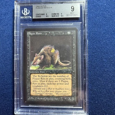 MTG Alpha Plague Rats C B  BGS 9 Quad++ MINT  (9.5 edges and surface)  1993 - Image 1 of 2