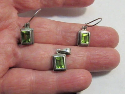 Sterling Silver  Peridot Pendant and earrings - Image 1 of 4