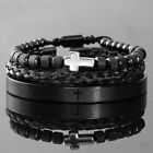 Luxury Set Stainless Steel Beads Bracelet Cross Hip Hop Men Jewelry Open Brangle