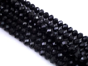 Glass Rondelles Black 8mm Fire Polished 42cm Strand DIY Jewelry - Picture 1 of 1