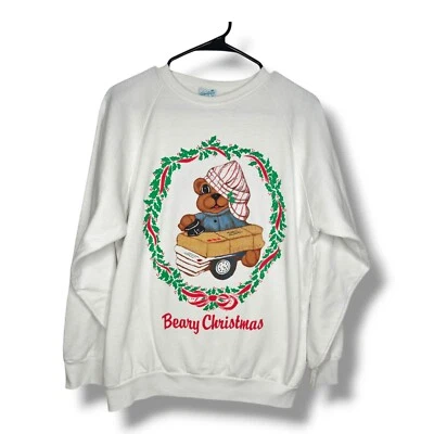 Sudadera Navidad Alore Vintage Años 80 Oso de Peluche Talla Grande Hecha en EE. UU. Foto 1 de 4