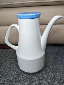 Vintage Coffee Pot by Wood & Sons Alpine White with Blue Lid - 1970's - Picture 1 of 8
